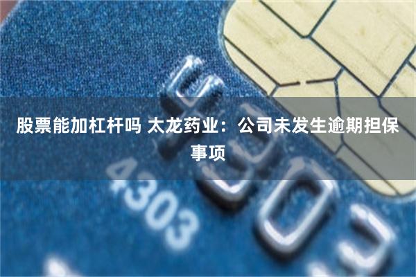 股票能加杠杆吗 太龙药业：公司未发生逾期担保事项